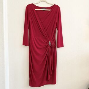 Lauren Ralph Lauren Red Draped Midi Dress